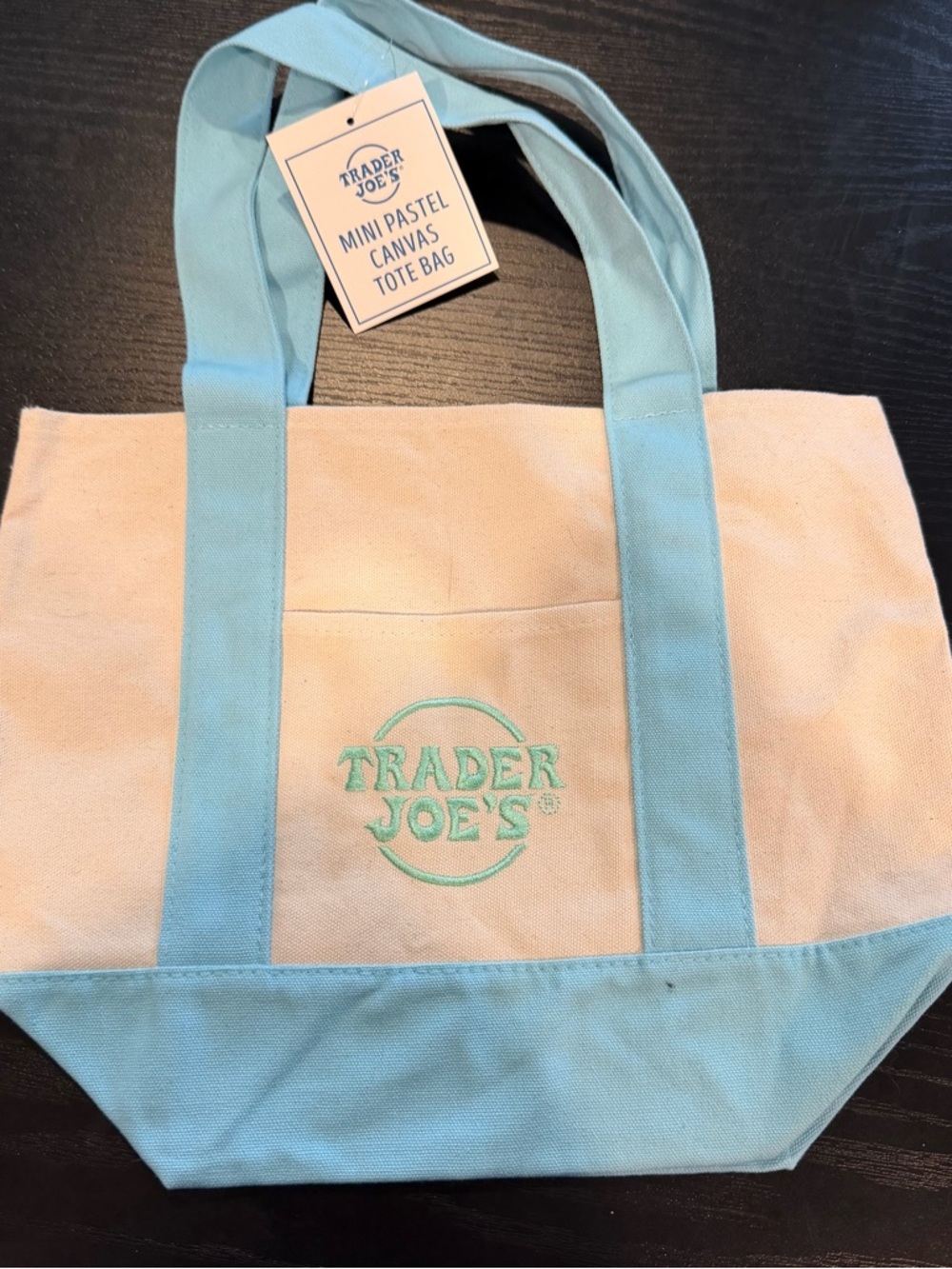 Trader Joe’s Mini Canvas Tote Pastel Light Blue